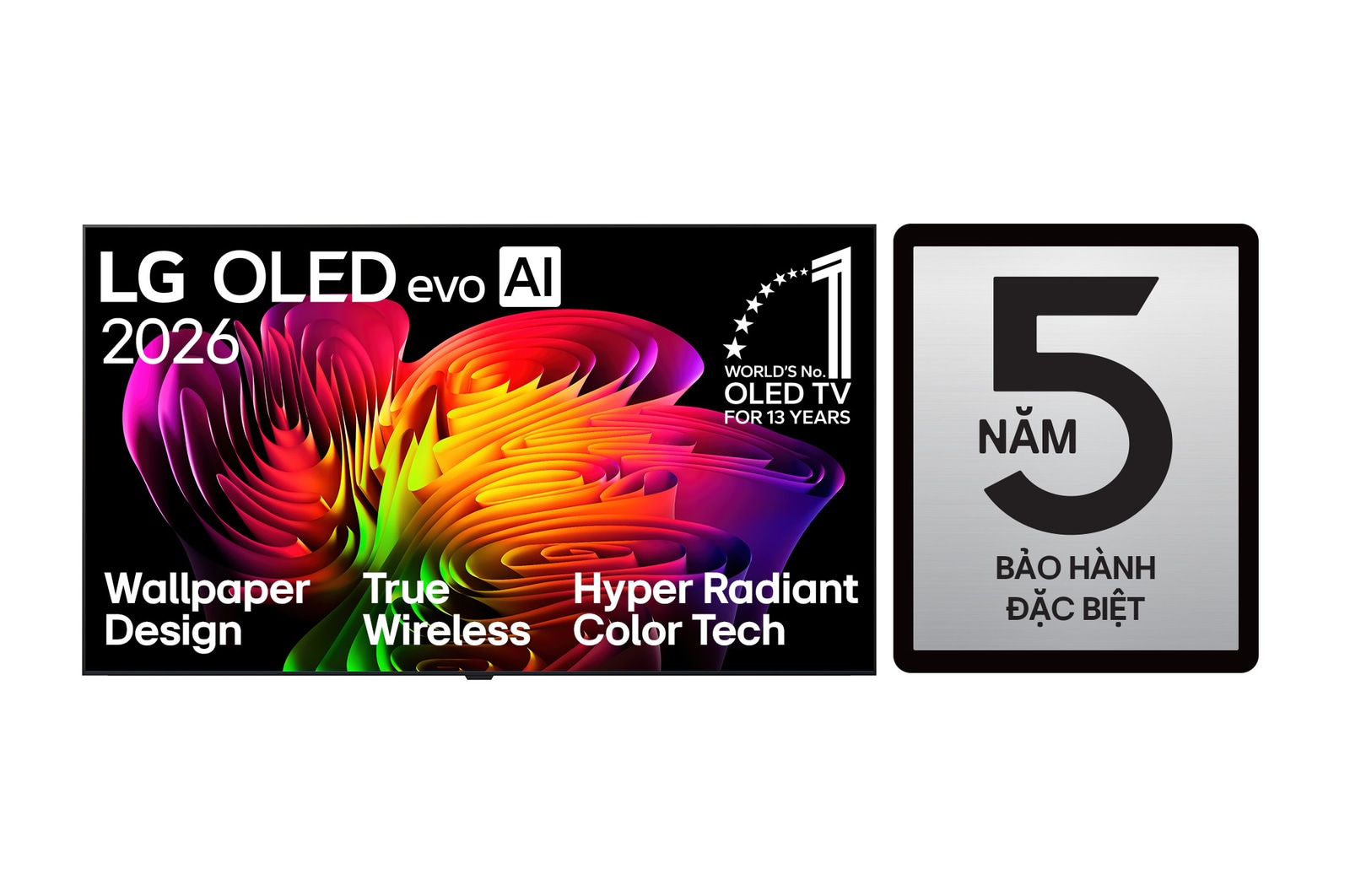 Hình ảnh mặt trước của TV mỏng dán tường 4K LG OLED evo AI W6 2026 OLED83W6PSA